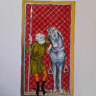 enluminure le vieil et et son cheval